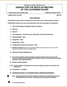 sample nonprofit board meeting agenda template  cards design meeting agenda minutes template doc