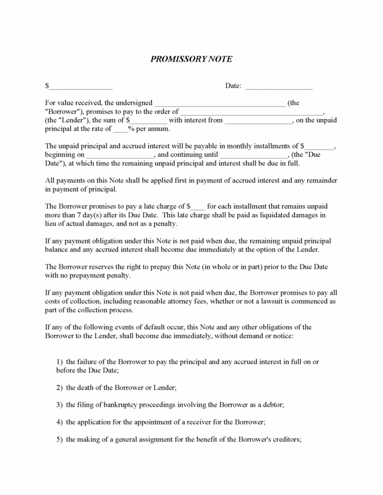 Sample Promissory Note Form Free Printable Legal Forms Promissory Note ...