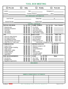 sample toolbox meeting  meeting template checklist template osha safety committee agenda template example