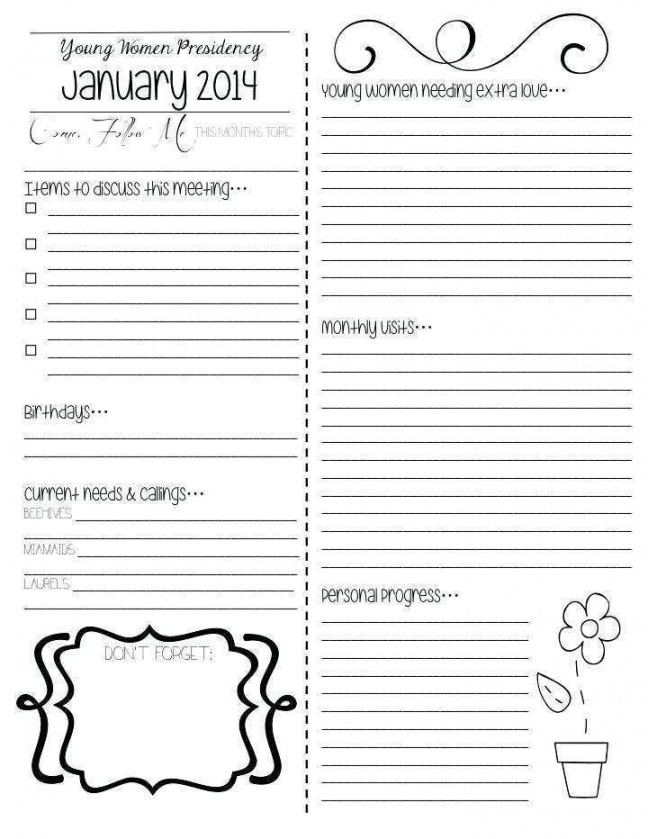 Sample Yw Presidency Meeting Agenda Template Cards Design Templates