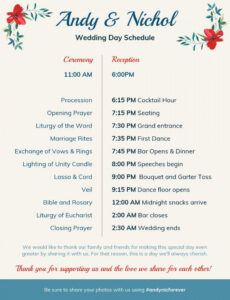 wedding day schedule template ~ addictionary wedding day agenda template doc