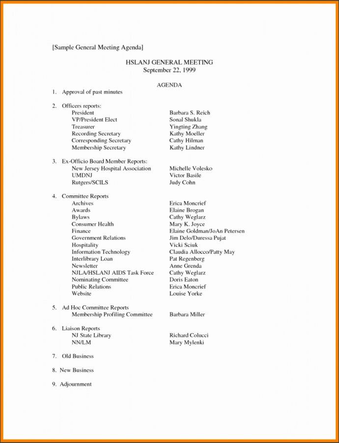 Recurring Meeting Agenda Template