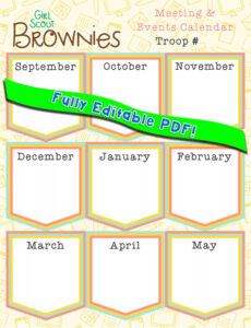 free new! girl scout ? brownie yearly calendar *fully editable girl scout meeting agenda template sample