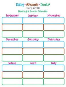 sample multi level yearly calendar daisybrowniejunior girl girl scout meeting agenda template pdf