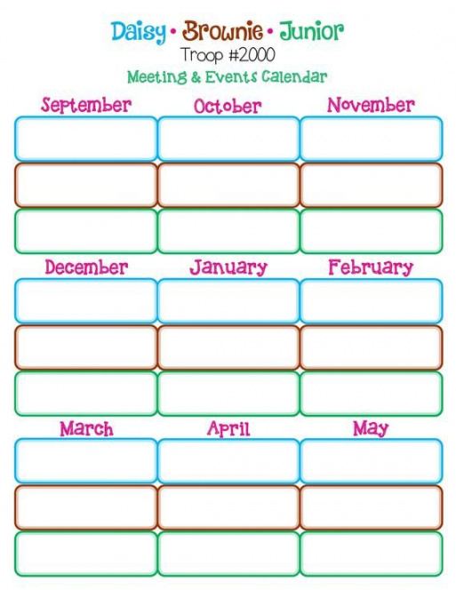 sample multi level yearly calendar daisybrowniejunior girl girl scout meeting agenda template pdf