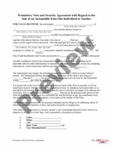 sample promissory note and security agreement with regard to the promissory note template ohio