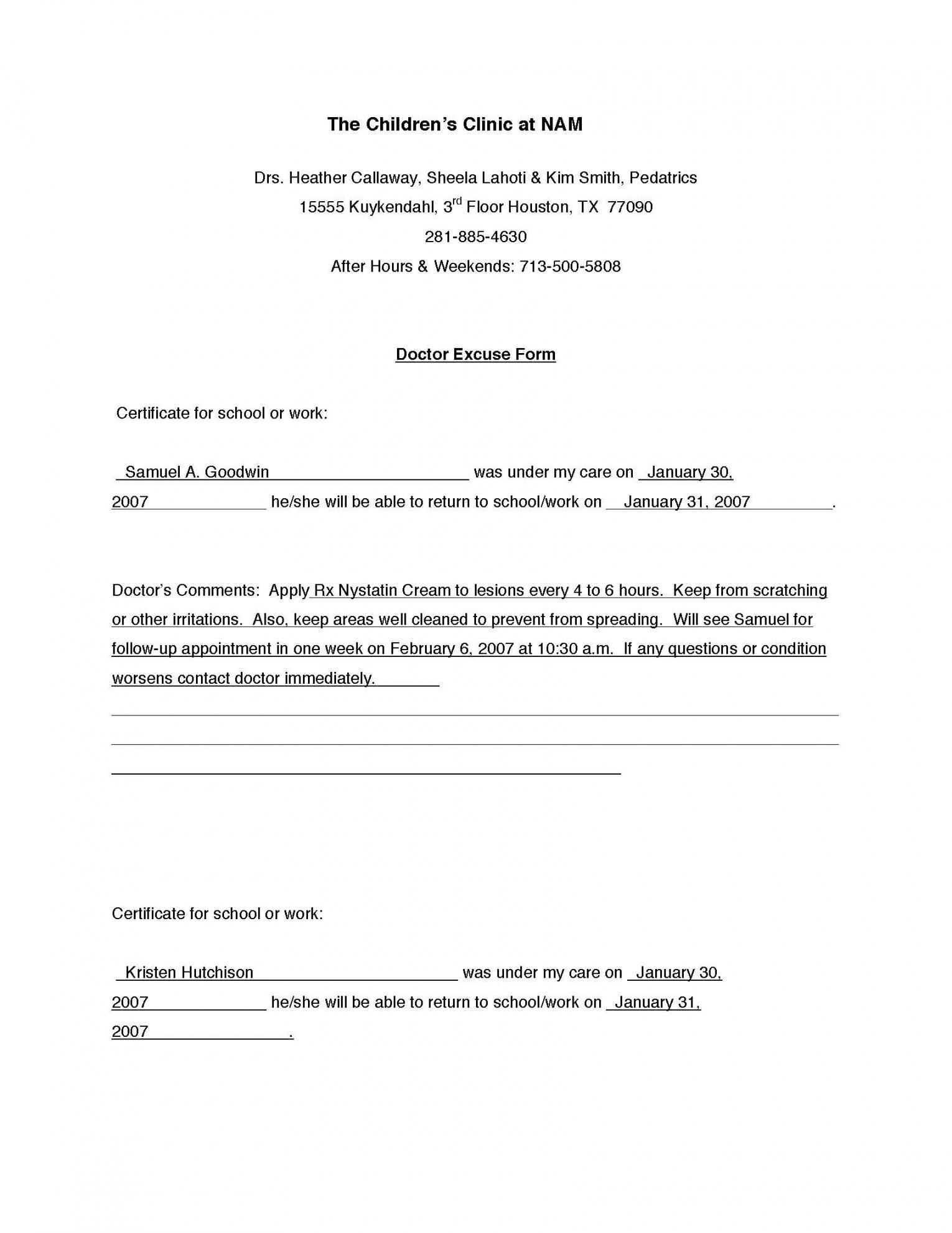 doctors note template 11  pdf format  edatabase return to school doctors note template word
