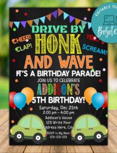 drive by birthday party invitation template instant virtual holiday party agenda template excel