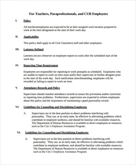 editable free 8 sample attendance policy templates in pdf law firm attendance note template doc