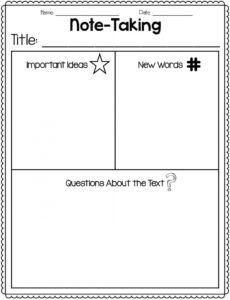 editable note taking worksheets for elementary students  worksheet middle school note taking template