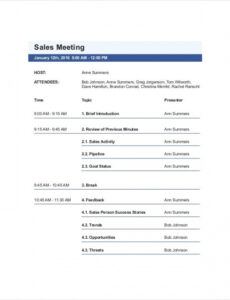 editable sales meeting agenda template  11 free word pdf monthly management meeting agenda template pdf