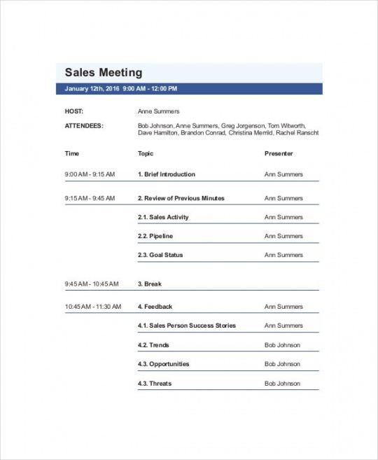 editable sales meeting agenda template  11 free word pdf monthly management meeting agenda template pdf