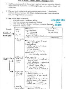 free cornell notes example  biology  teaching biology lesson high school note taking template word