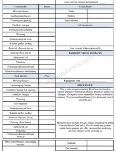 free lawn service business estimate form  sample forms gardening estimate template pdf