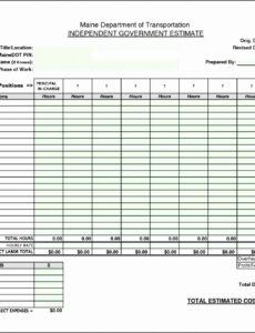 printable construction bid template free excel work estimate builders estimate template