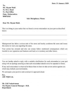 printable download employee disciplinary memo excel template disciplinary file note template example