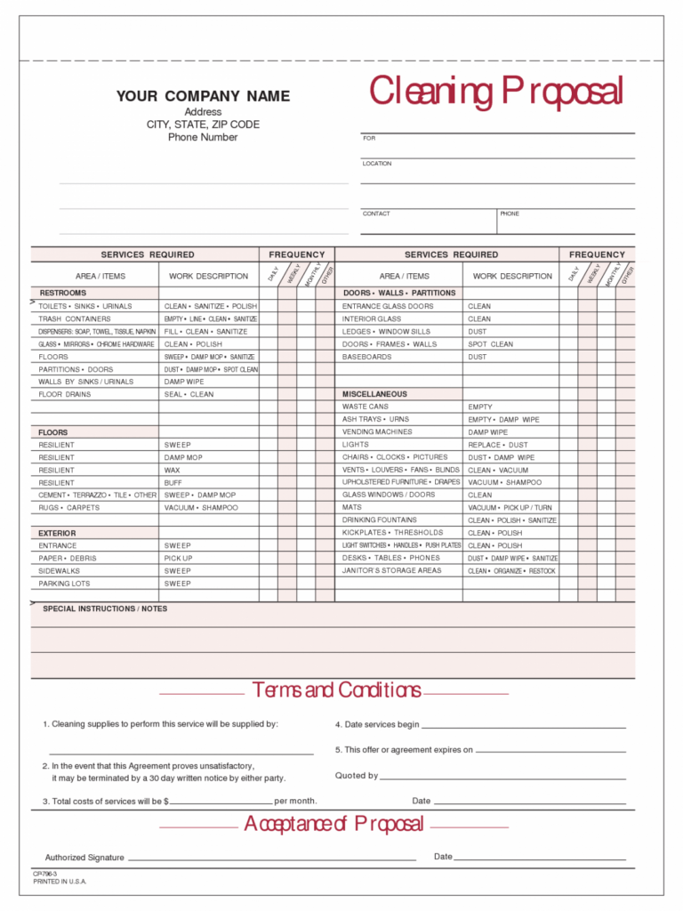 Printable Janitorial Cleaning Proposal Templates Cleaning Proposal