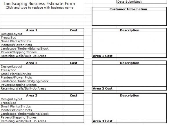 printable landscaping budget template free download  excel tmp gardening estimate template excel