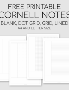 printable printable cornell notes template  cornell notes cornell high school note taking template