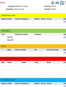 printable printable travel itinerary template free for business journey agenda template excel