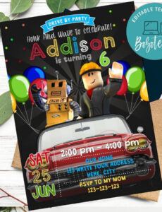 printable roblox drive by birthday parade invitation printable diy virtual holiday party agenda template word