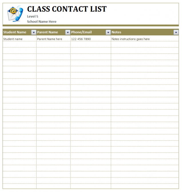 editable class student's contact list ms word template  office primary school staff meeting agenda template word