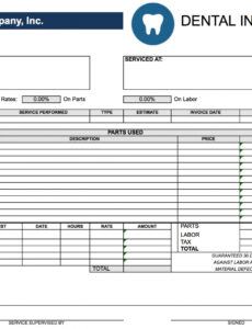 free dental invoice template  pdf  word  excel official estimate template doc