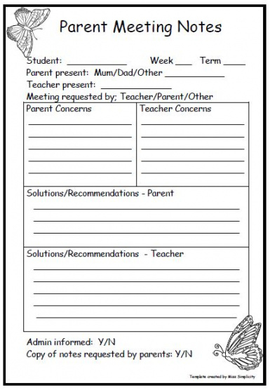 free parent meeting notes template in word and pdf  meeting primary school staff meeting agenda template word