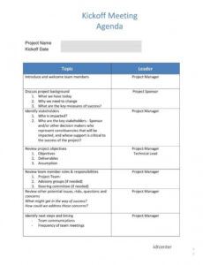 free project management kickoff meeting agenda template management review meeting agenda template pdf