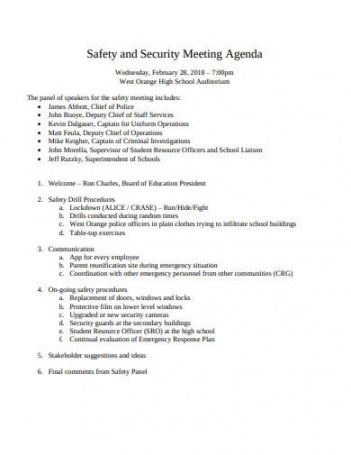 printable 15 safety meeting agenda templates in pdf  doc  free health and safety meeting agenda template excel