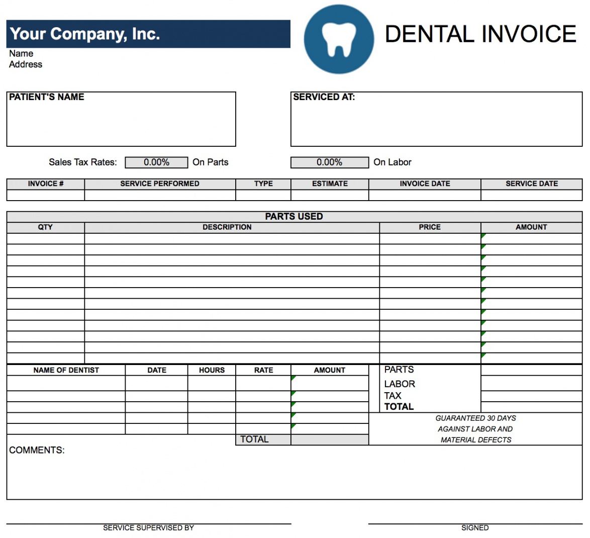 printable free dental invoice template  pdf  word  excel official estimate template pdf