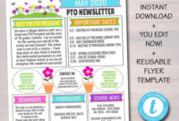printable may pto pta newsletter flyer  classroom printable handout primary school staff meeting agenda template sample