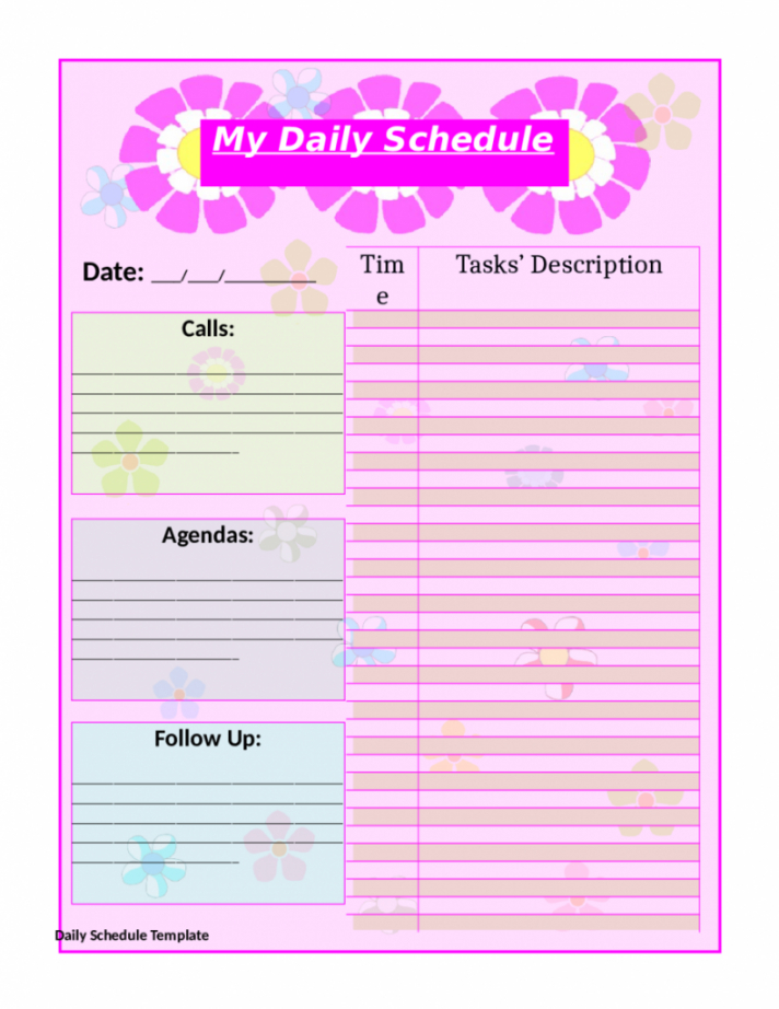 printable my daily schedule templates  daily planner template goodnotes daily agenda template