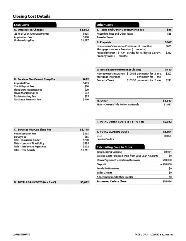 sample loan estimate explainer  consumer financial protection bureau official estimate template example