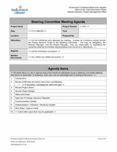 steering committee meeting agenda  office of the chief management review meeting agenda template example