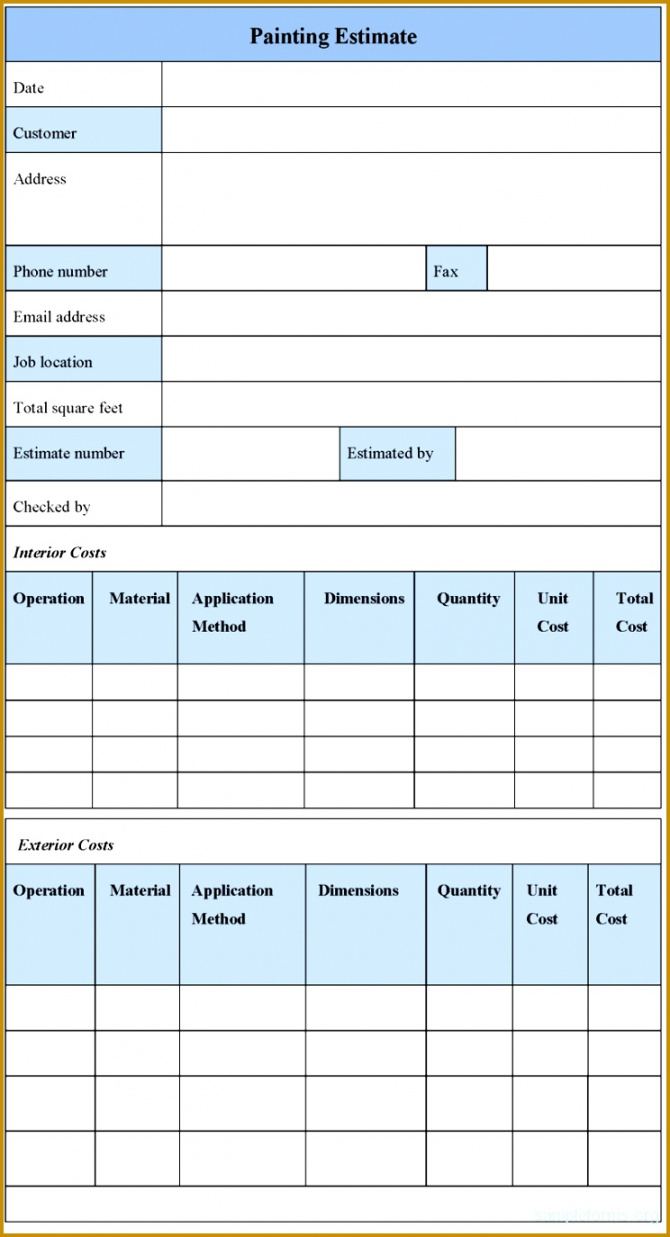 7 Painter Estimate Template Fabtemplatez House Painting Estimate ...