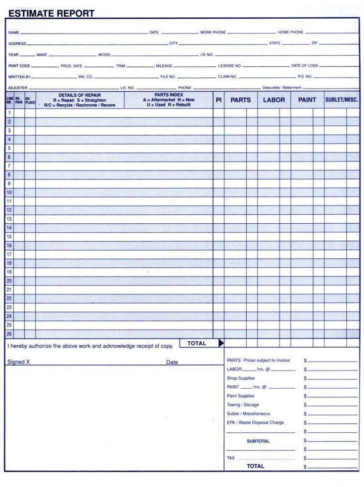 Editable 30 Home Repair Estimate Template Simple Template Design Home