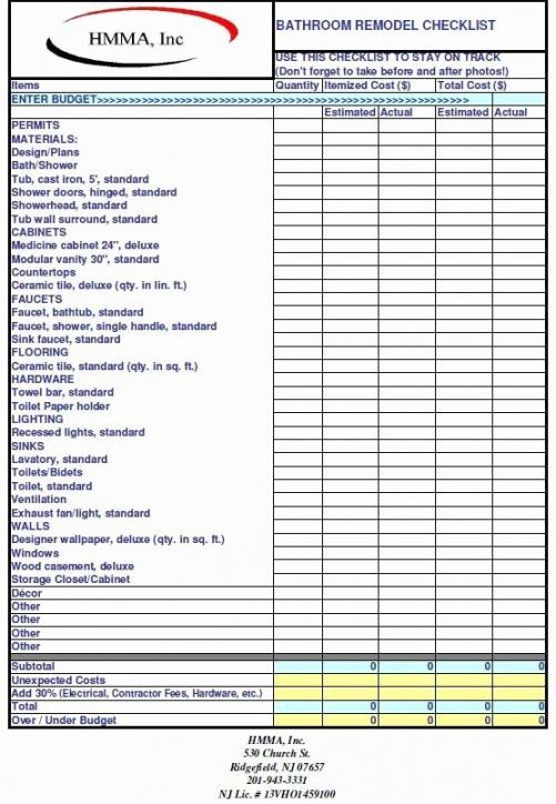 editable general contractor checklist template lovely bathroom remodel checklist general contractor estimate template