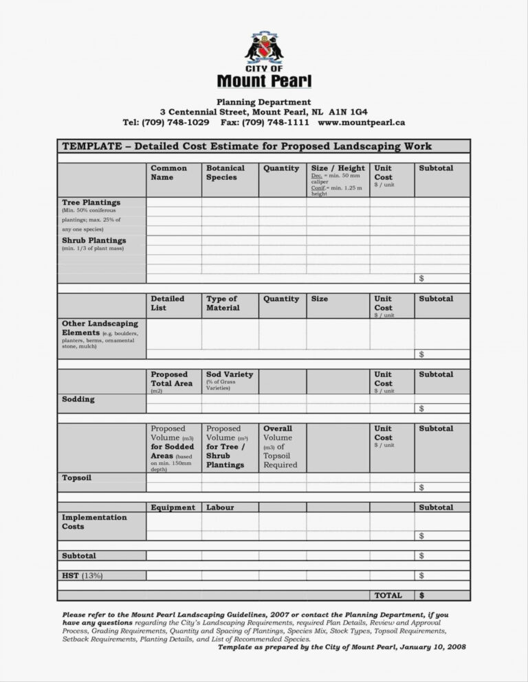 Free Free Construction Estimate Template Pdf Example Of Spreadshee Free