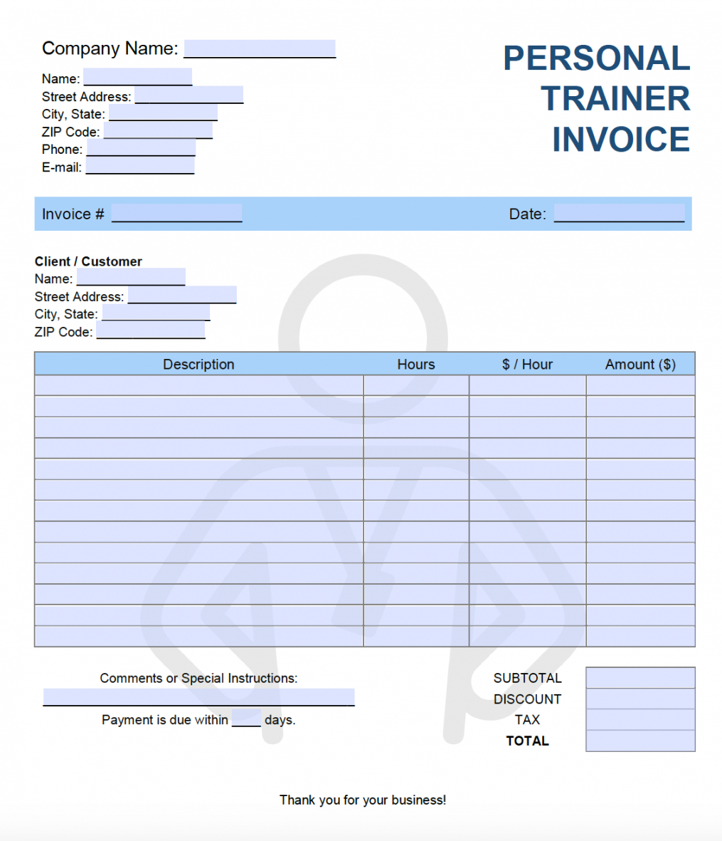 free free personal trainer invoice template  pdf  word  excel basis of estimate template doc