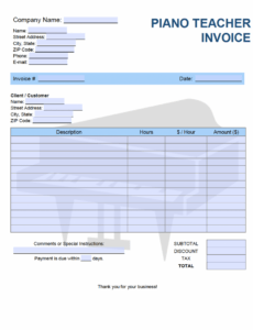 free free piano teacher invoice template  pdf  word  excel basis of estimate template doc