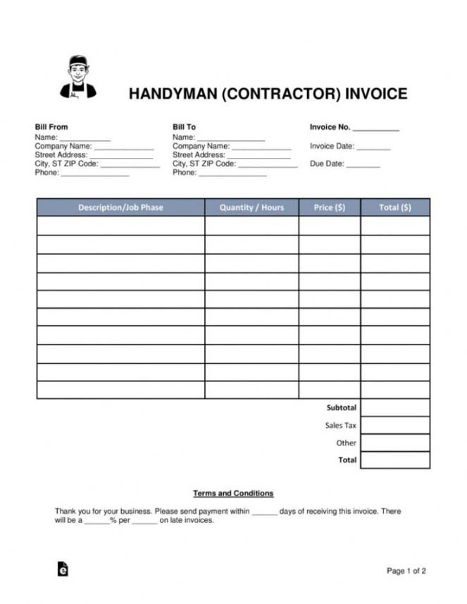 free handyman contractor invoice template word pdf commercial handyman independent cost estimate template example