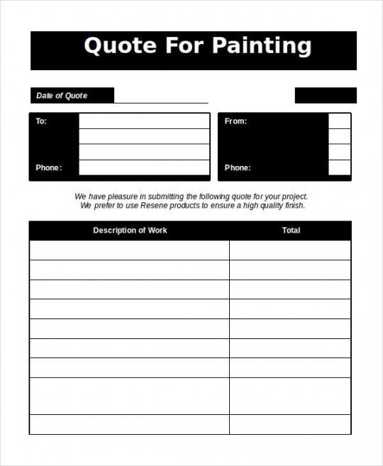 painting estimate template  pdf template house painting estimate template sample