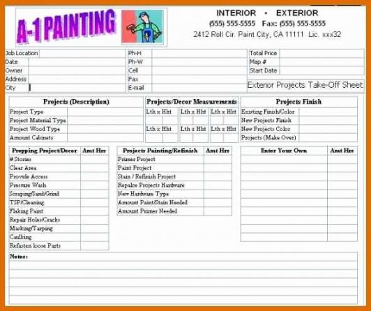 printable free painting estimate form template luxury 11 12 painting estimate house painting estimate template sample