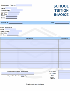 printable free school tuition invoice template  pdf  word  excel basis of estimate template pdf