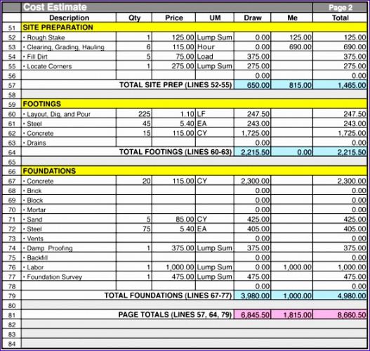 sample 10 excel templates for construction estimating  excel templates construction cost estimate template doc