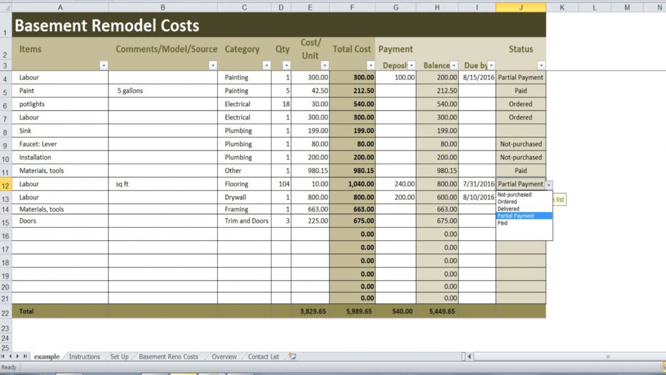 sample basement remodel costs calculator excel template renovation  etsy basement renovation estimate template doc