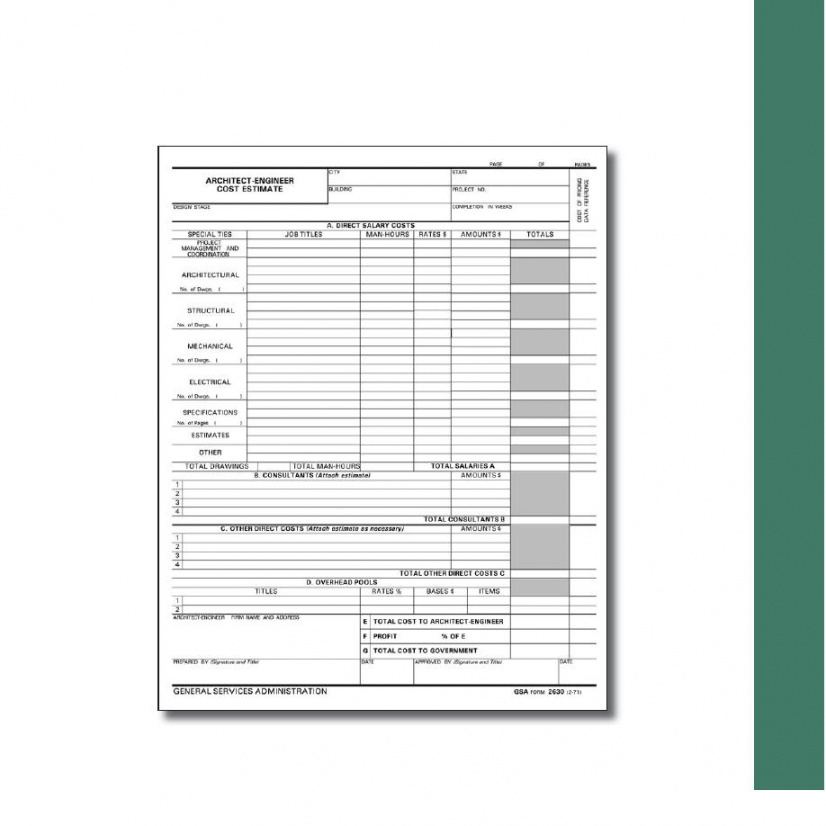 sample design and maintenanceinspection services forms  cont'd rom cost estimate template doc