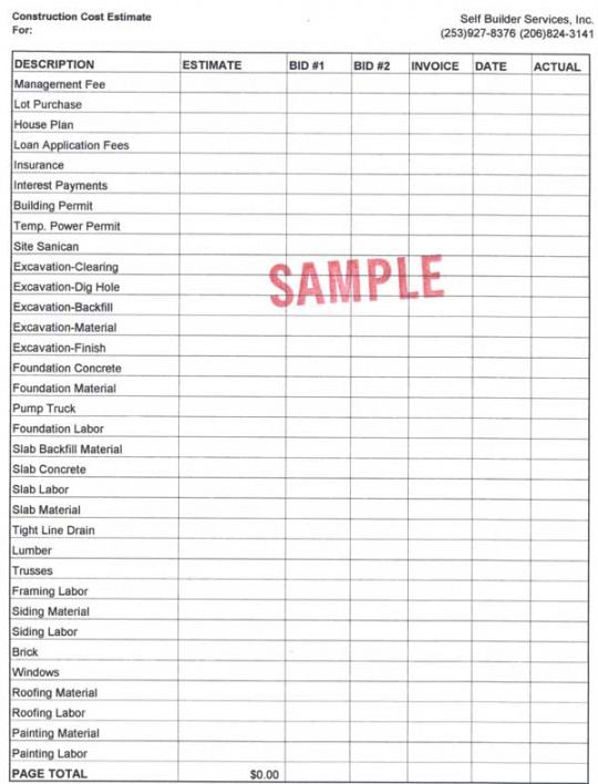 sample free planner templates free construction estimate template estimate template for construction pdf