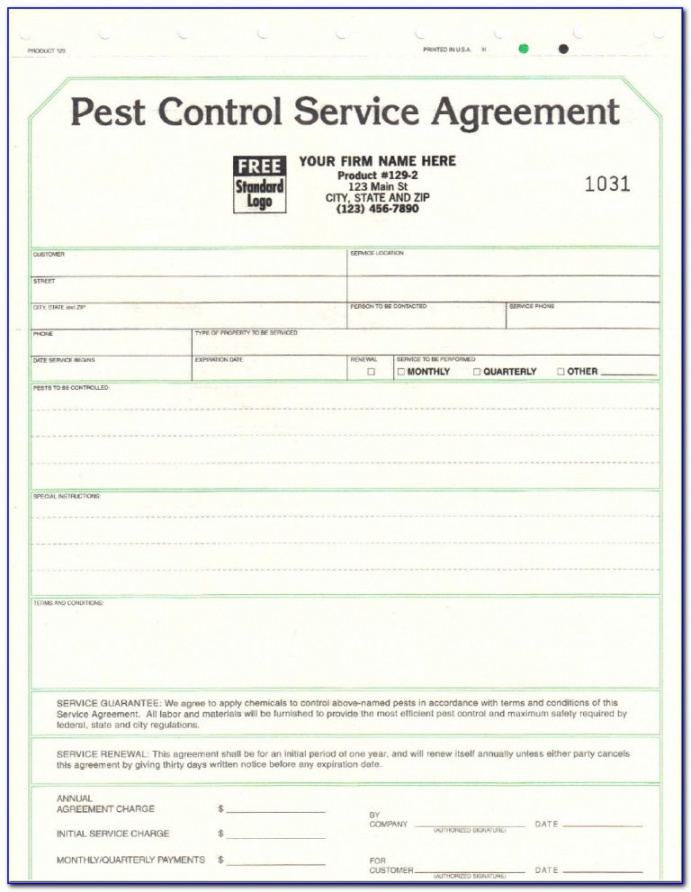 sample pest control service agreement form  form  resume examples 86o7qxldbr pest control commercial estimate template sample